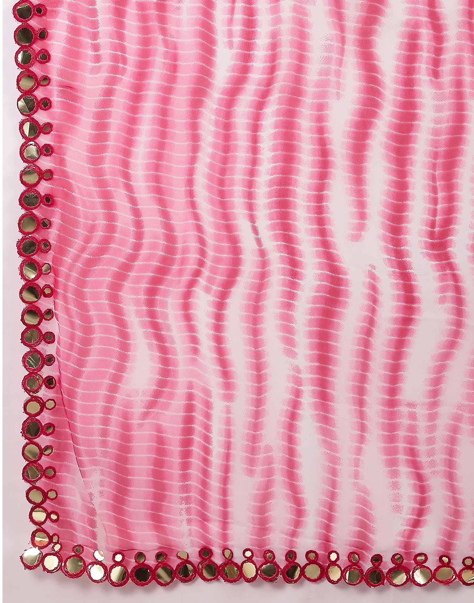 Pink Georgette Printed Laheriya Saree