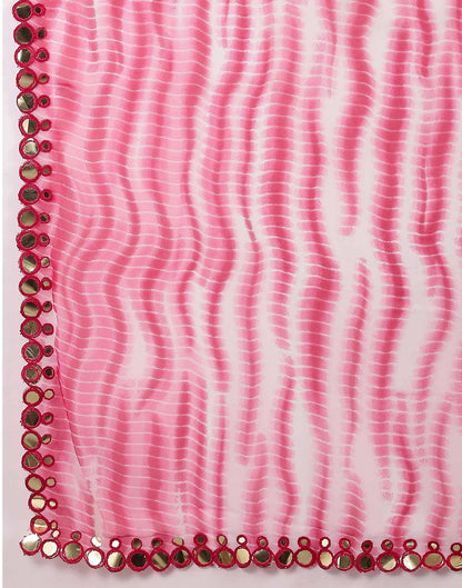 Pink Georgette Printed Laheriya Saree