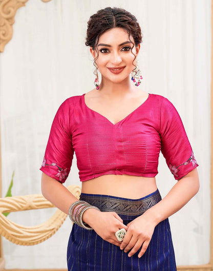Blue Silk Zari Stripe Woven Saree