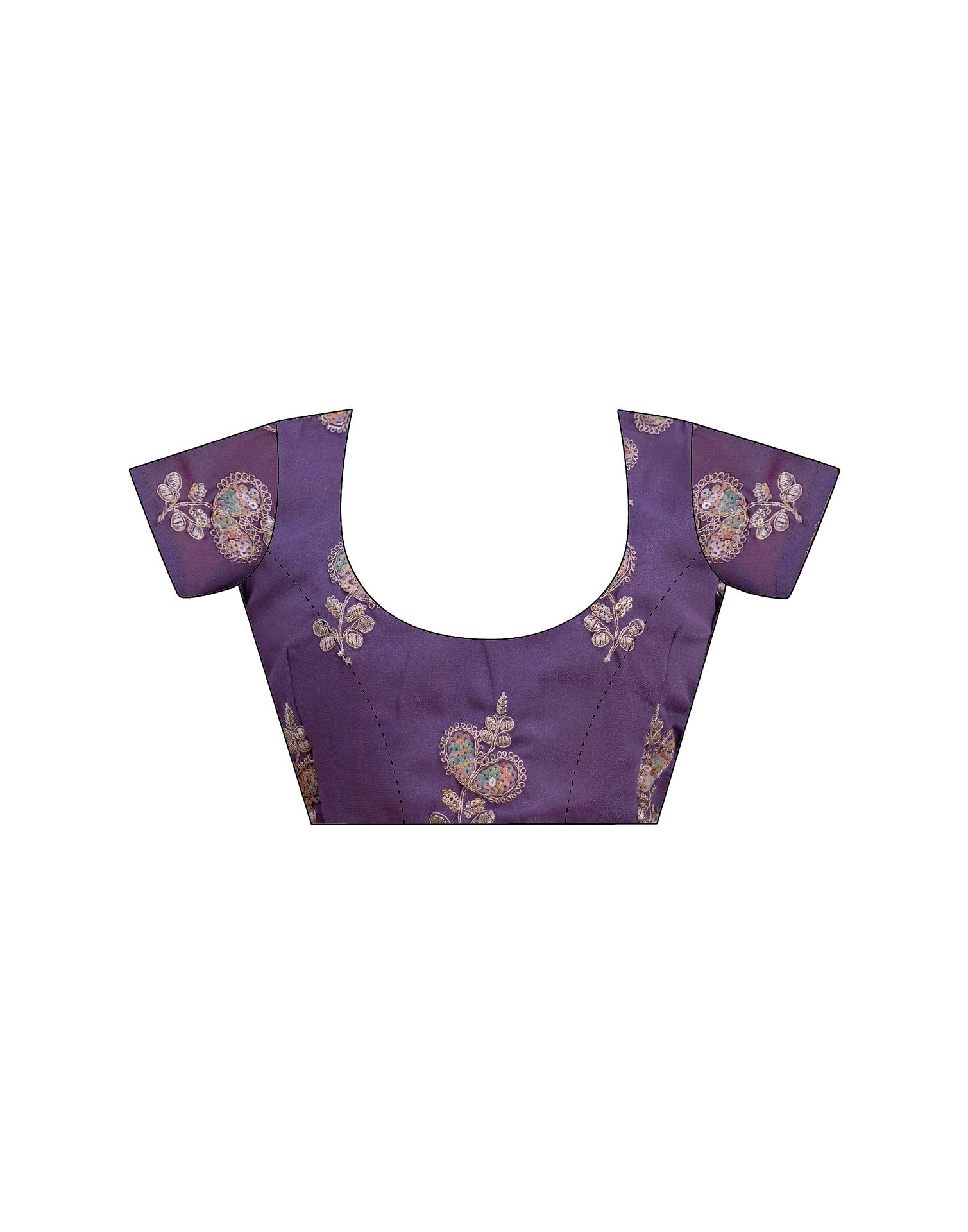 Dusty Purple Chiffon Sequence Embroidery Saree