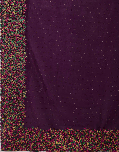 Wine Chinnon Embroidery Swarovski Saree