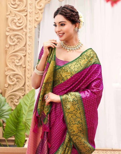 Rani Pink Silk Woven Kanjivaram Saree