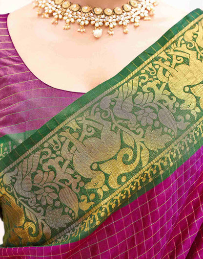Rani Pink Silk Woven Kanjivaram Saree