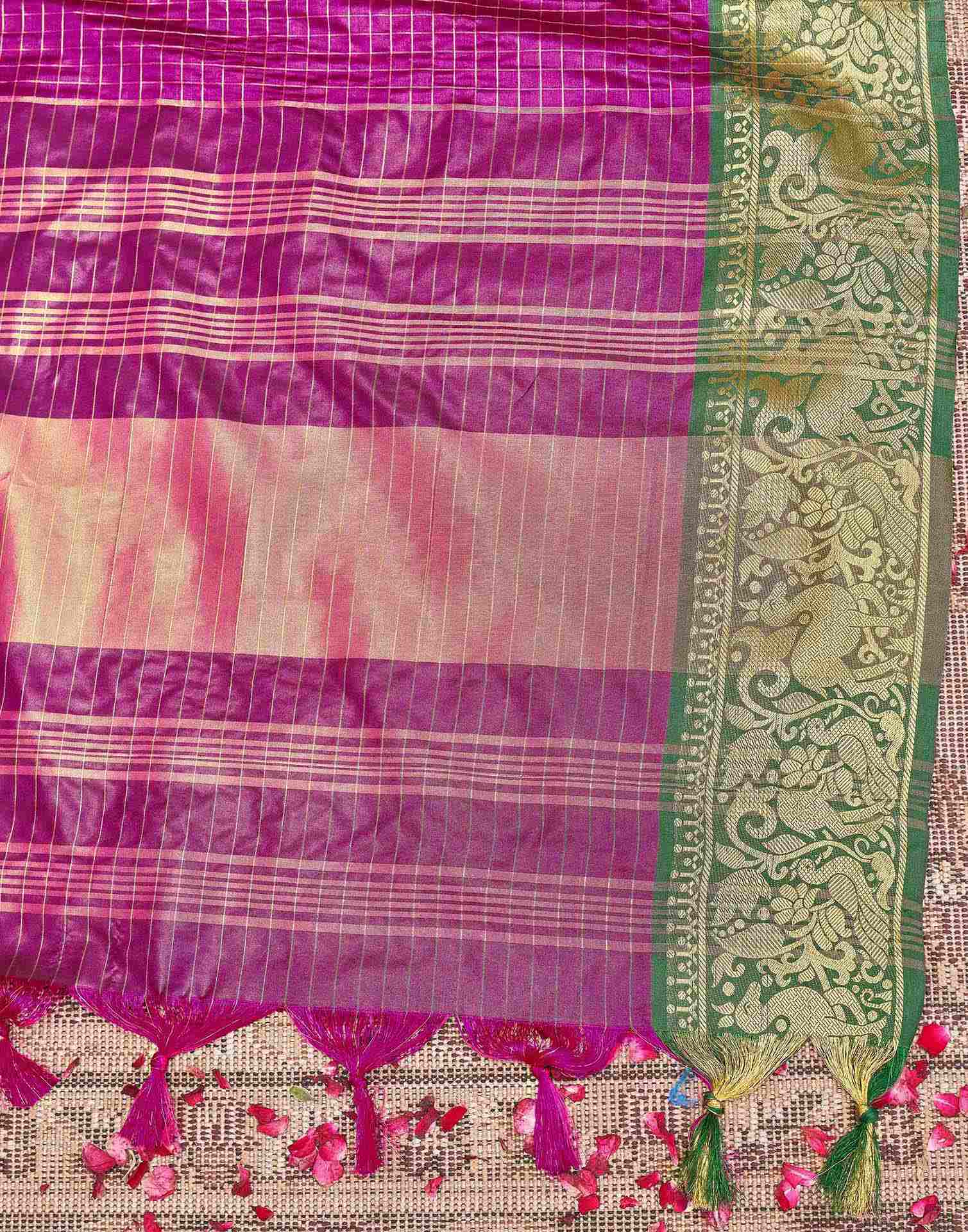 Rani Pink Silk Woven Kanjivaram Saree