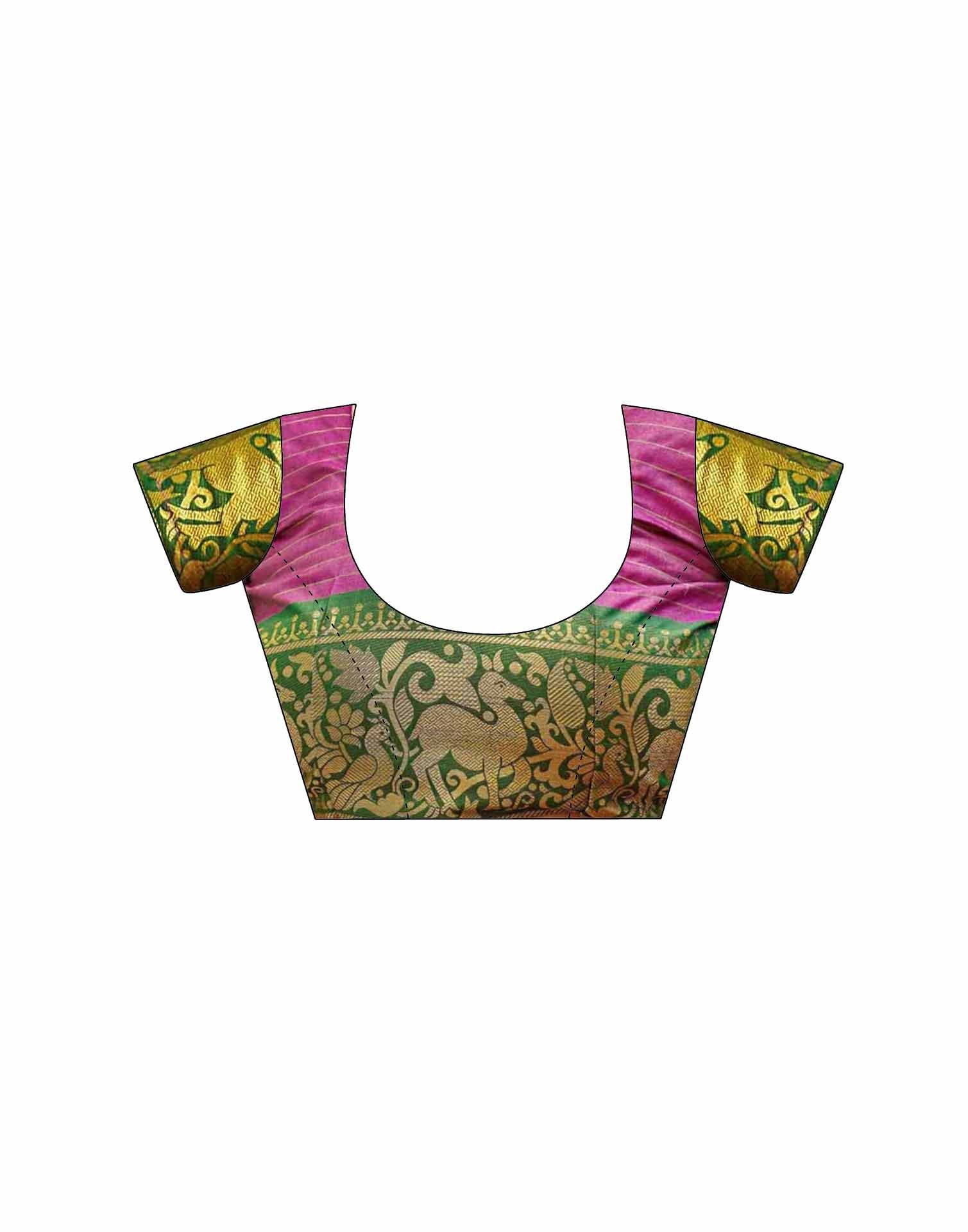 Rani Pink Silk Woven Kanjivaram Saree