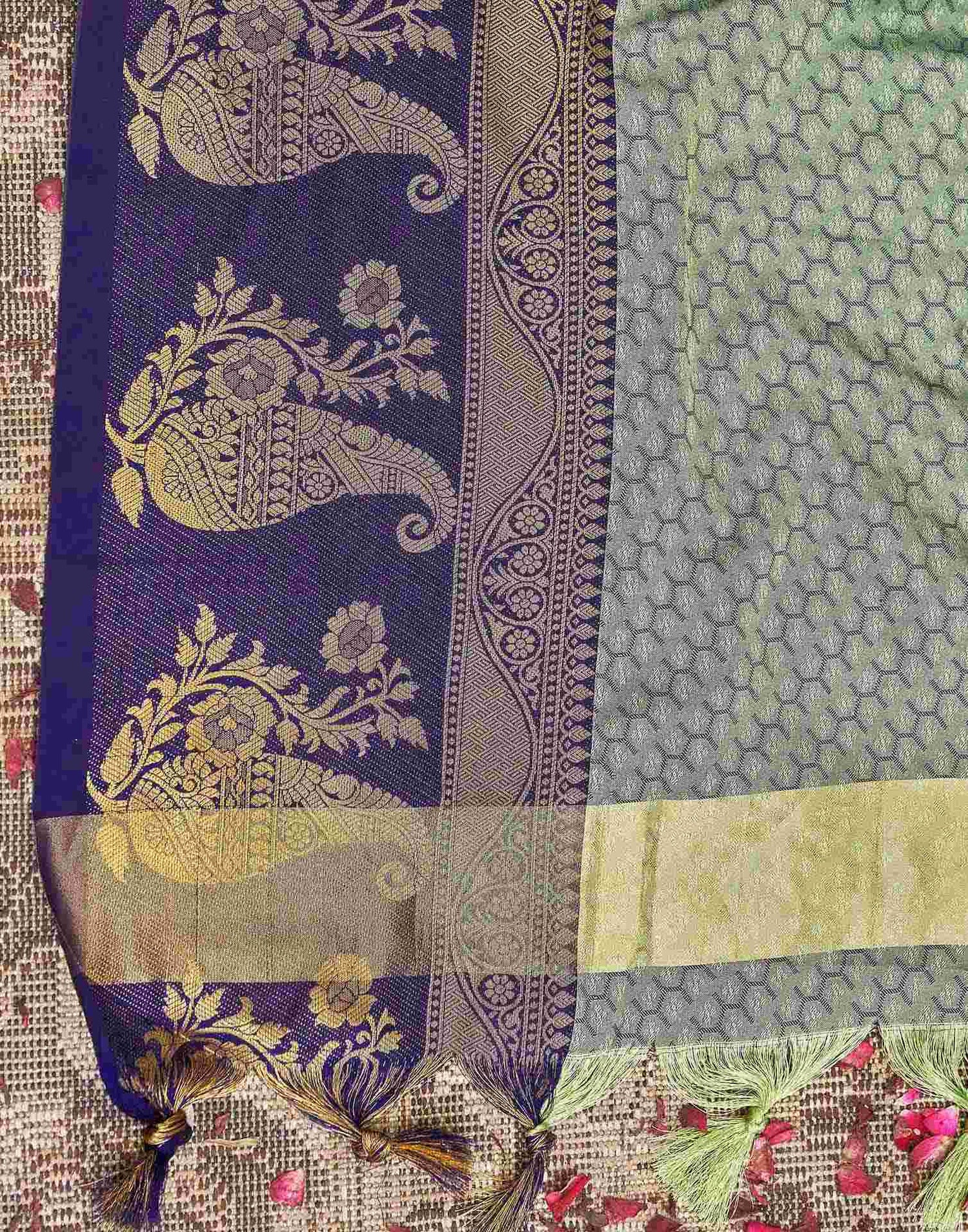 Pista Green Silk Woven Kanjivaram Saree