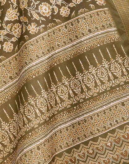 Mehandi Green Silk Printed Saree