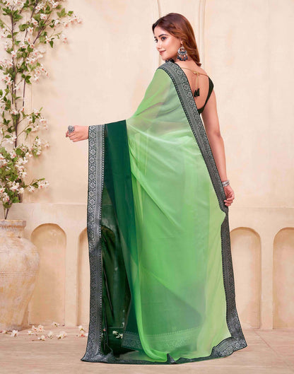 Green Georgette Woven Lace Saree