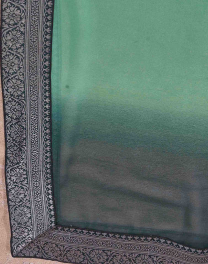 Green Georgette Woven Lace Saree