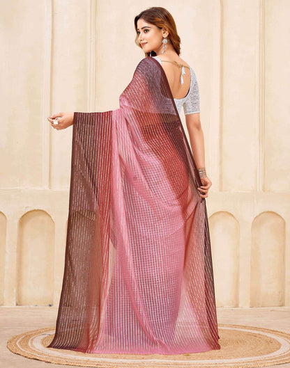 Wine Georgette Zari Stripe Saree