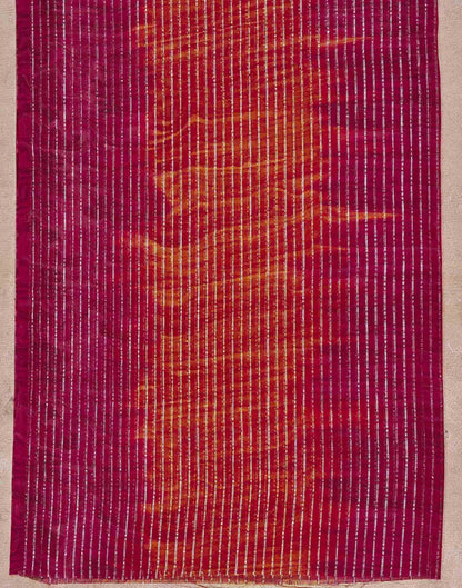 Dark Pink Georgette Zari Stripe Saree