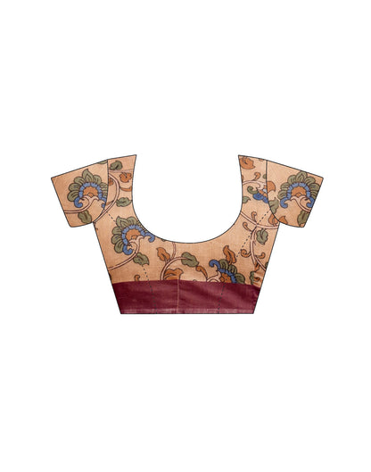 Wine Linen Printed Saree
