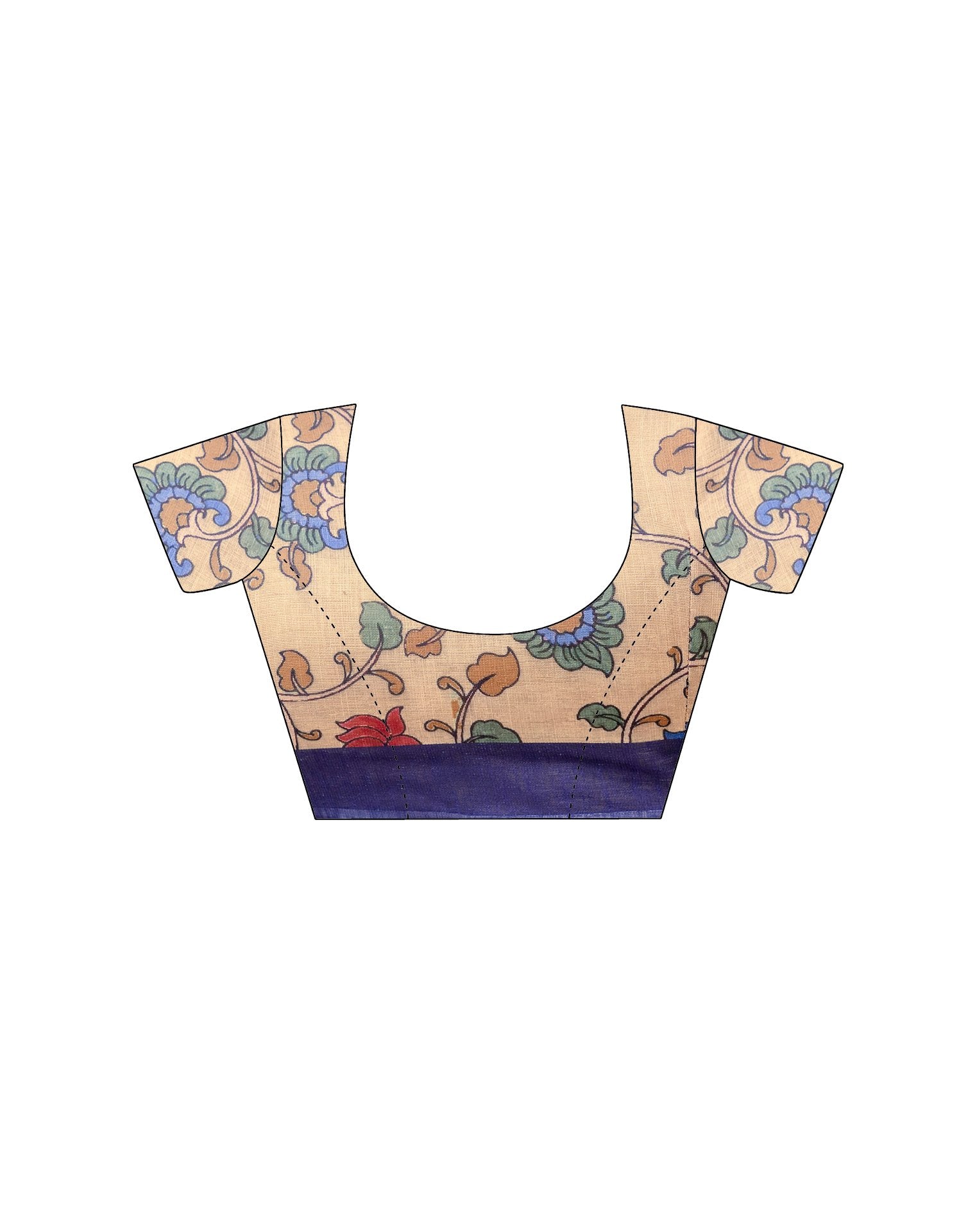 Navy Blue Linen Printed Saree