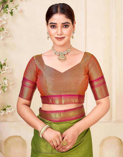 Parrot Green Silk Woven Kanjivaram Saree