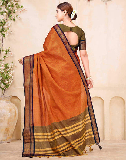 Orange Silk Woven Kanjivaram Saree