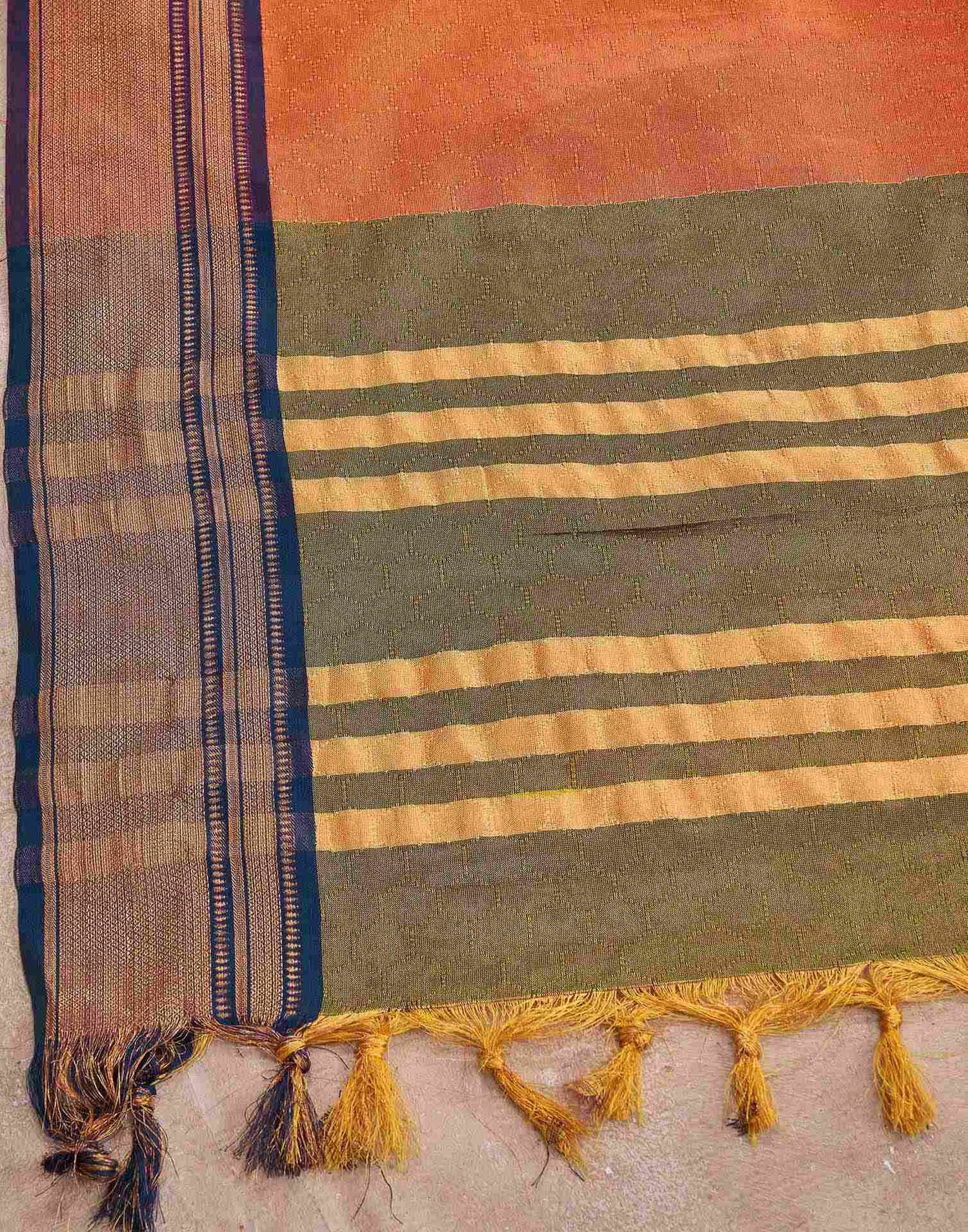 Orange Silk Woven Kanjivaram Saree