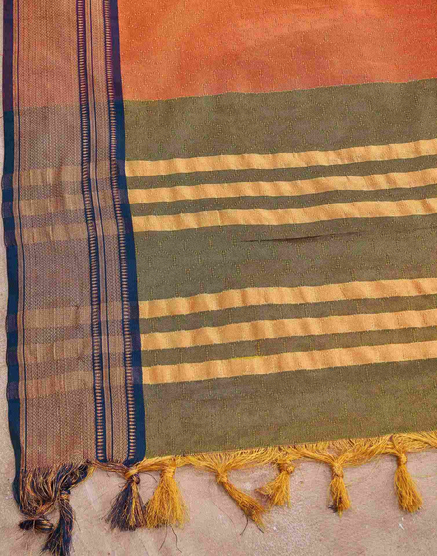 Orange Silk Woven Kanjivaram Saree