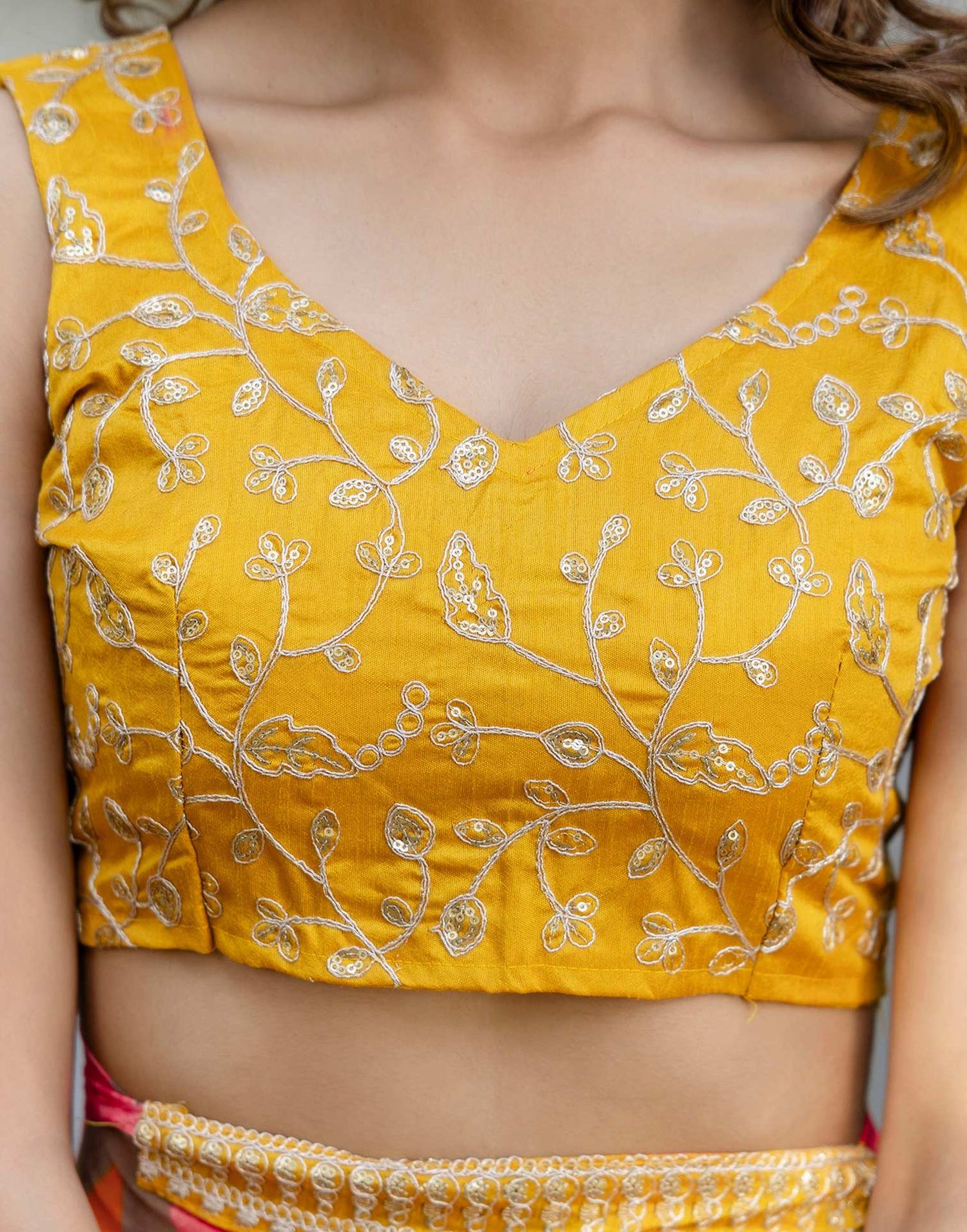 Mustard Yellow Georgette Printed Saree