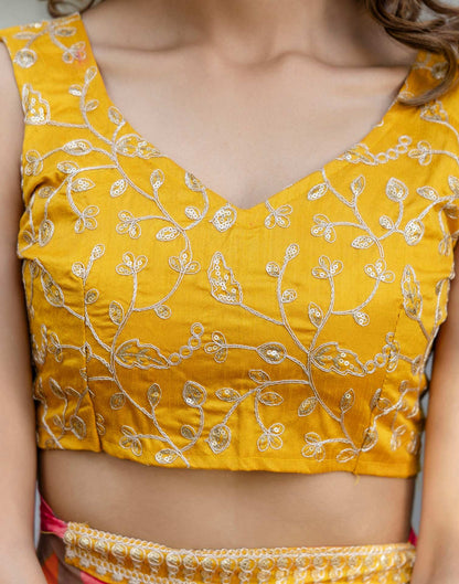 Mustard Yellow Georgette Printed Saree