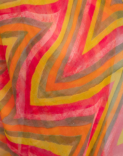 Mustard Yellow Georgette Printed Saree