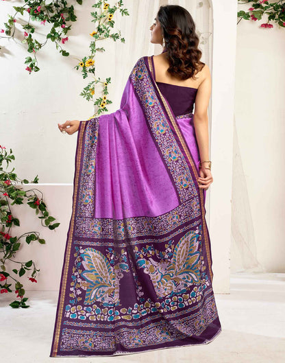 Lavender Dola Silk Printed Saree