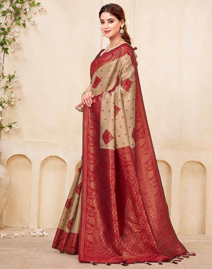 Dark Beige Silk Woven Saree