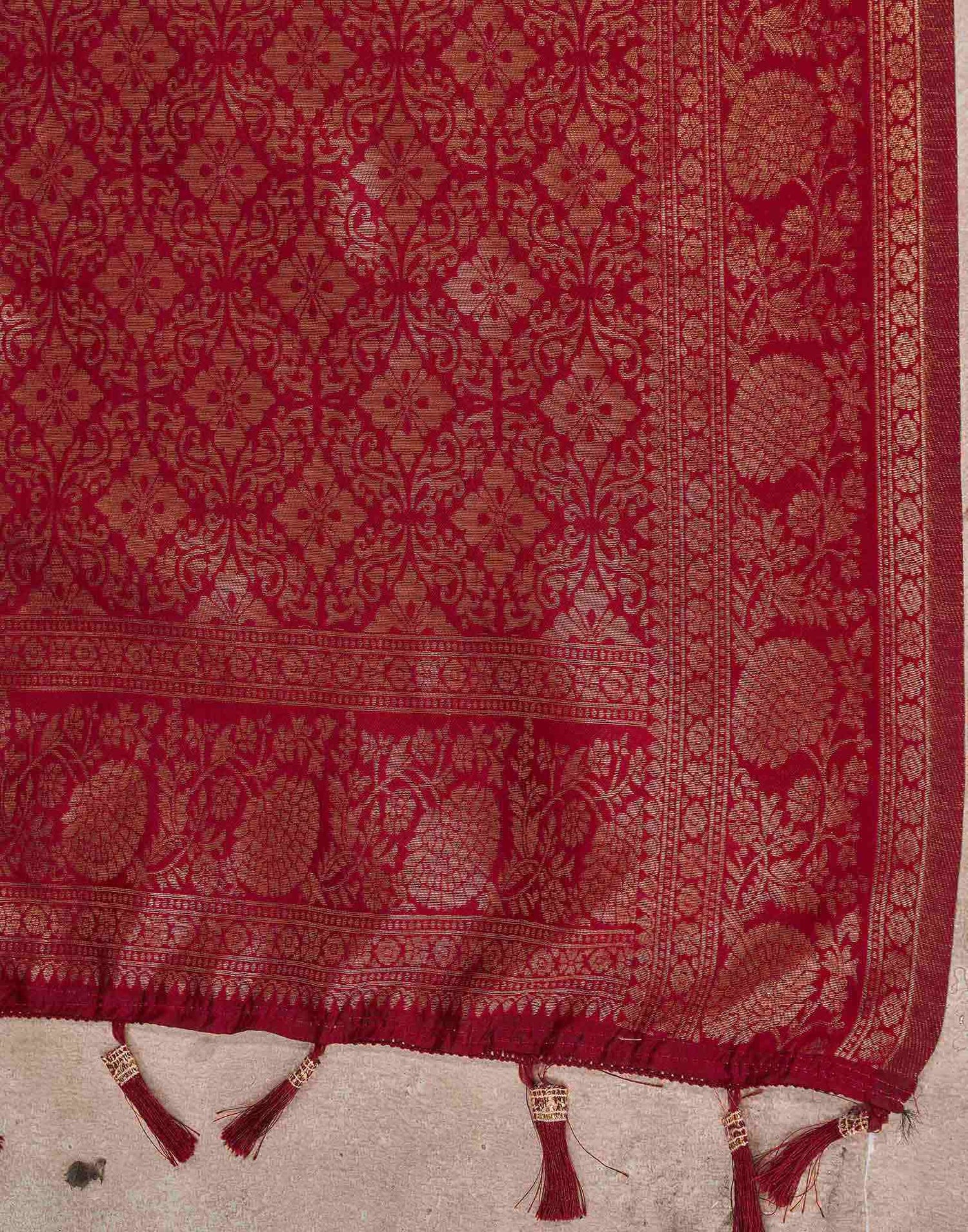 Dark Beige Silk Woven Saree