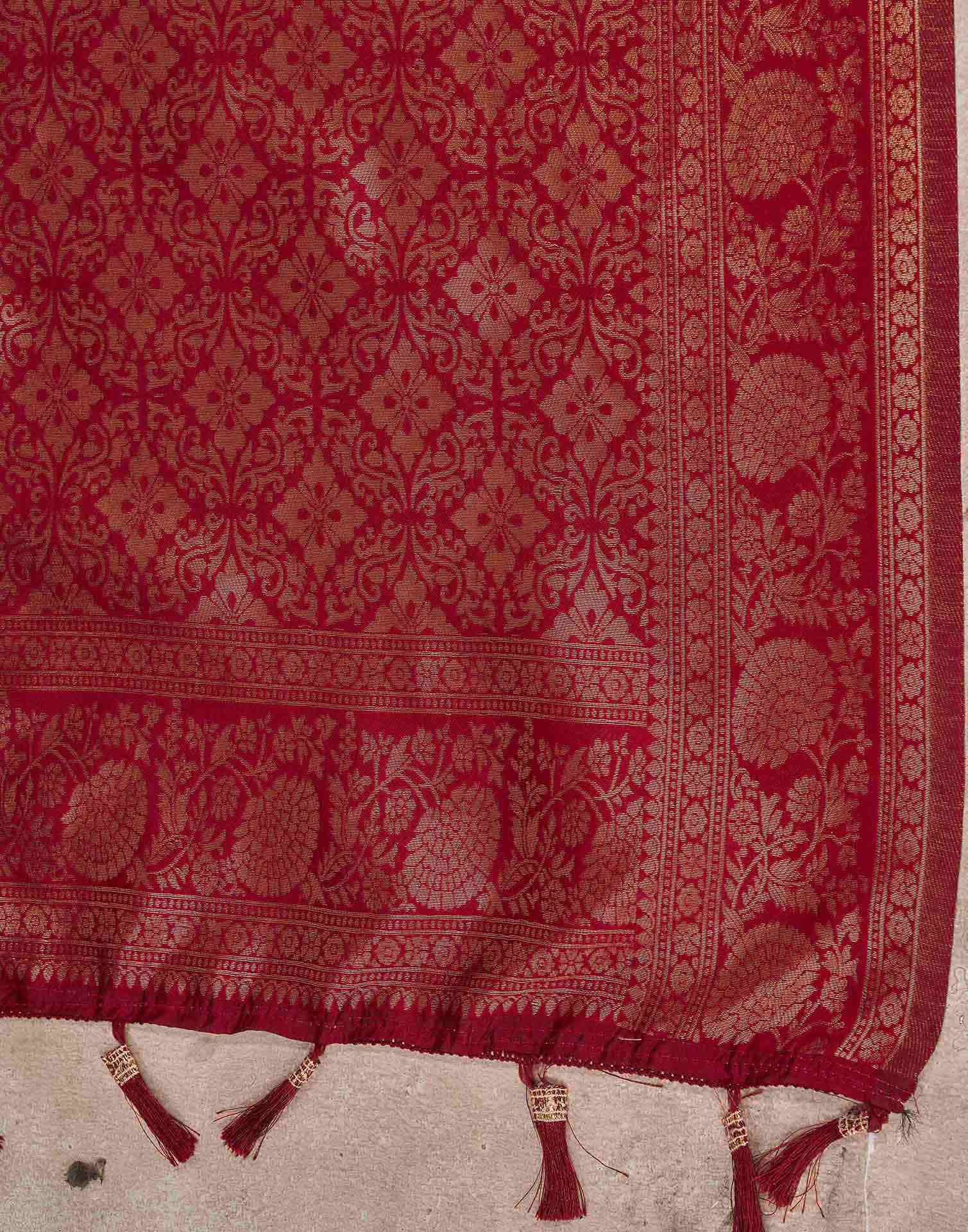 Dark Beige Silk Woven Saree