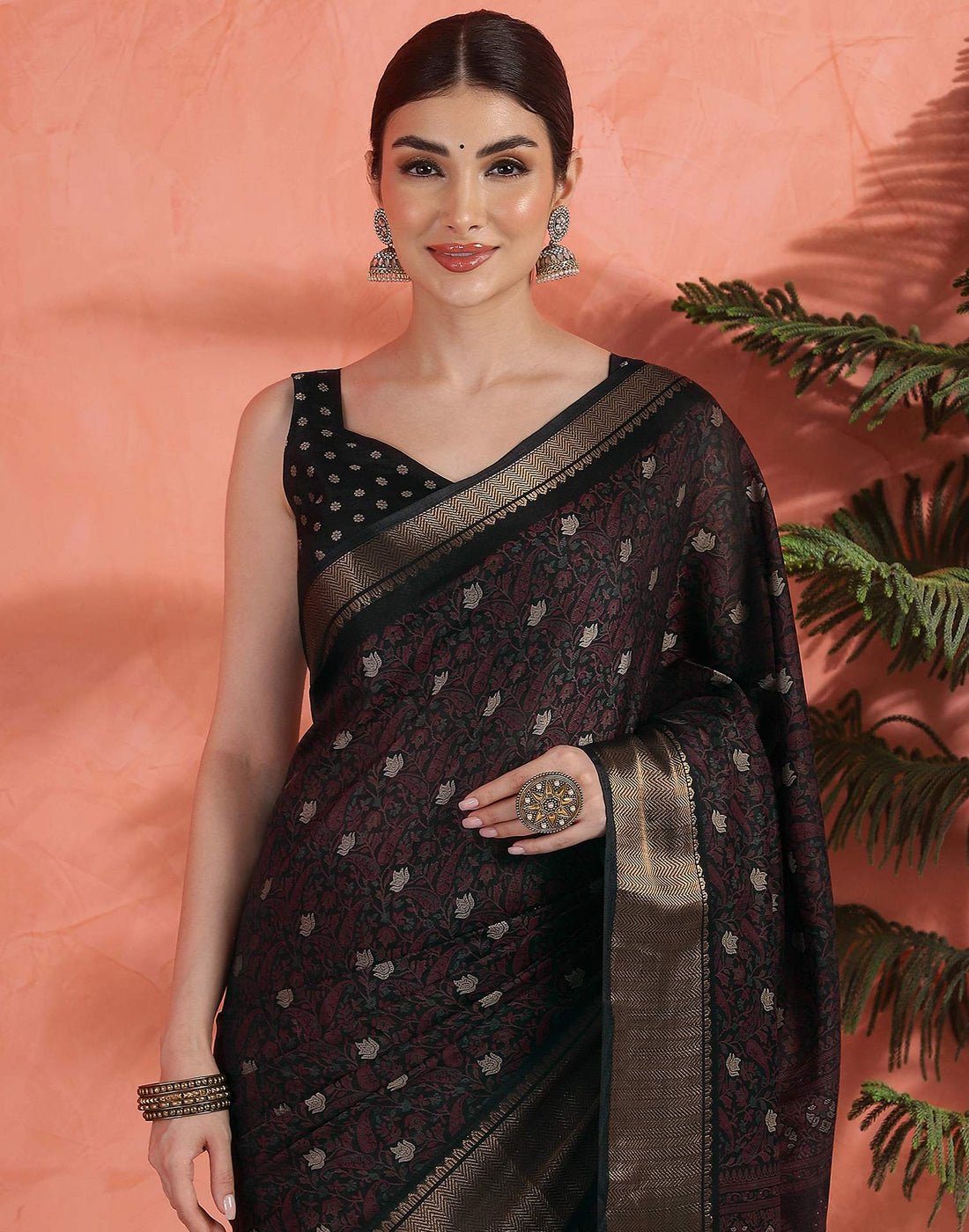 Black Silk Printed Saree