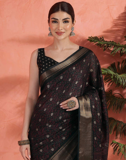 Black Silk Printed Saree