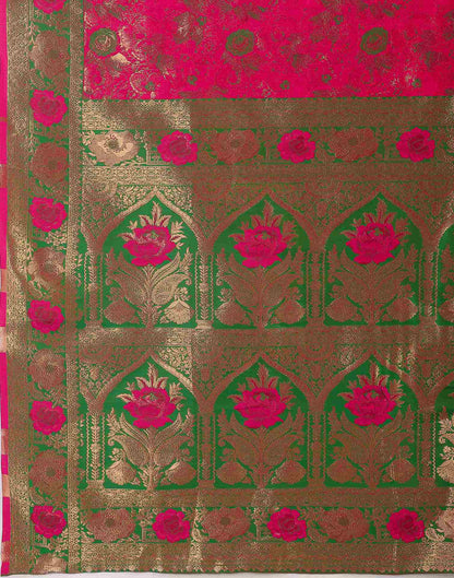 Bright Pink Silk Woven Banarasi Saree