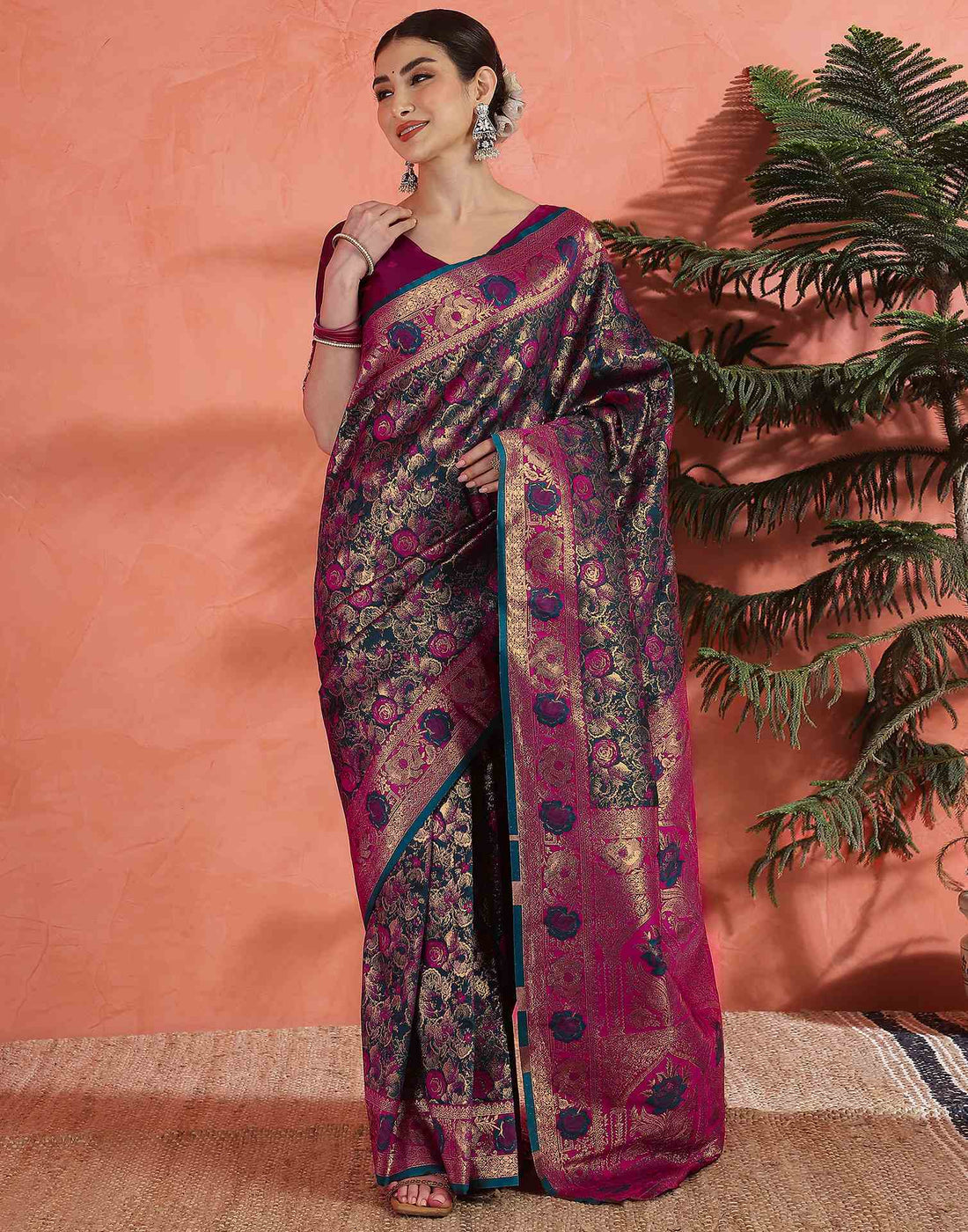 Rama Green Silk Woven Banarasi Saree