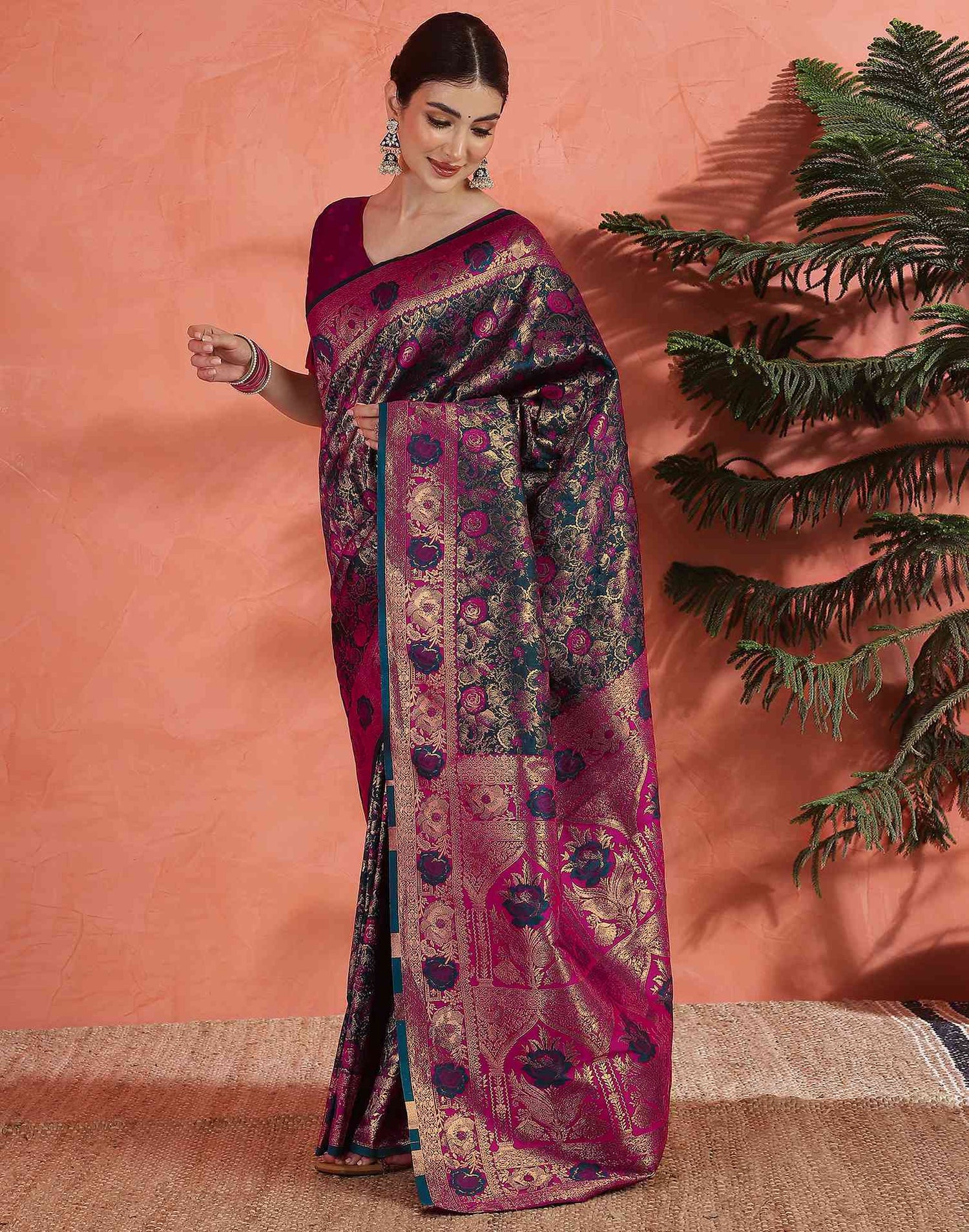 Rama Green Silk Woven Banarasi Saree