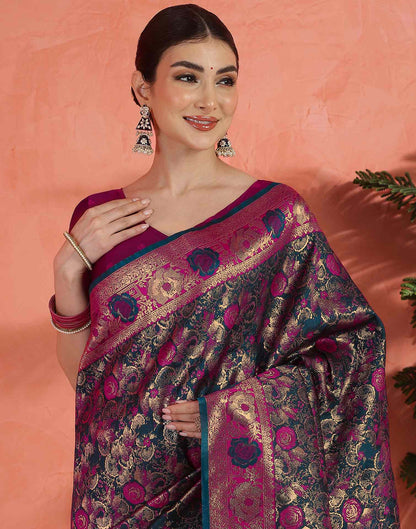 Rama Green Silk Woven Banarasi Saree