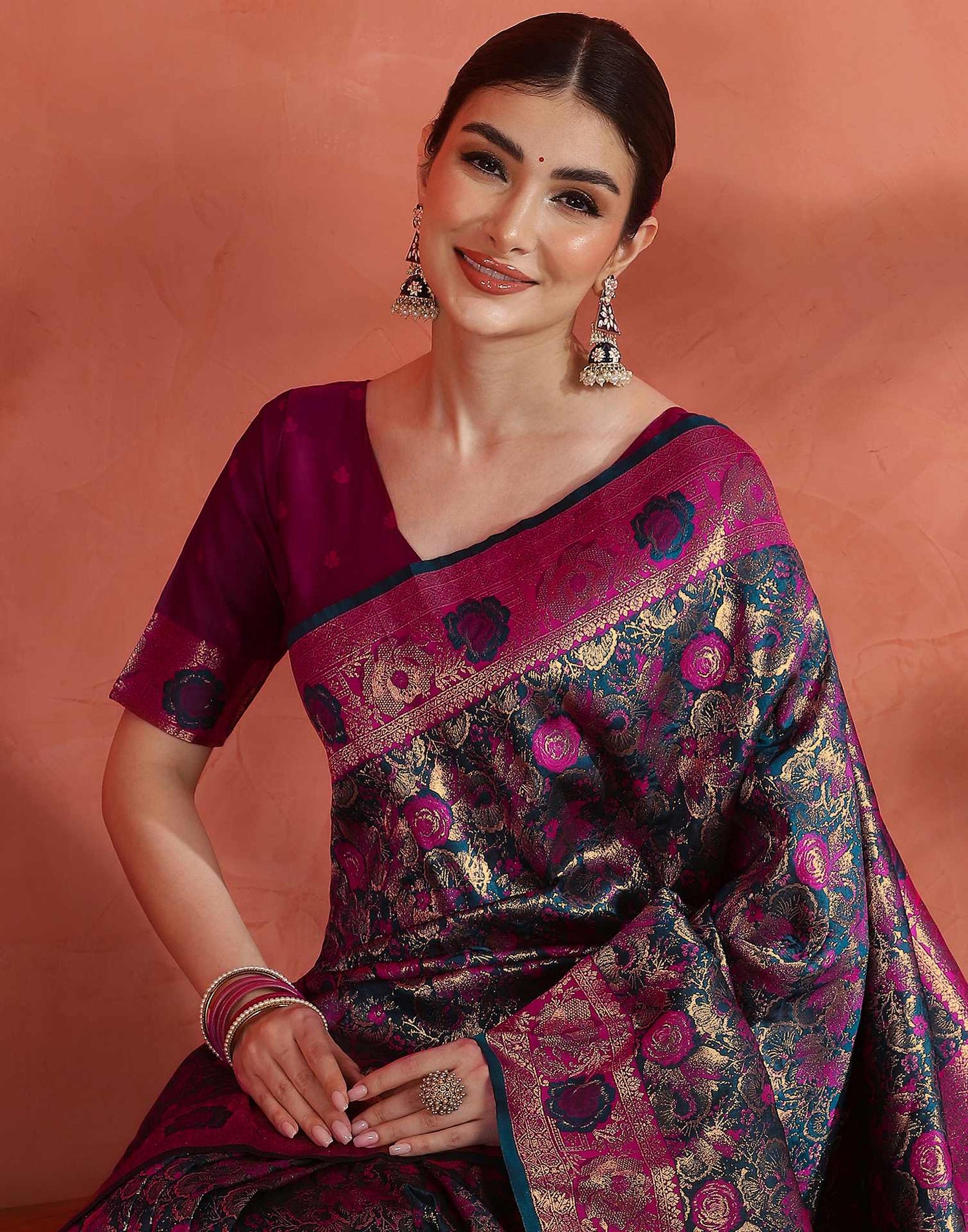 Rama Green Silk Woven Banarasi Saree