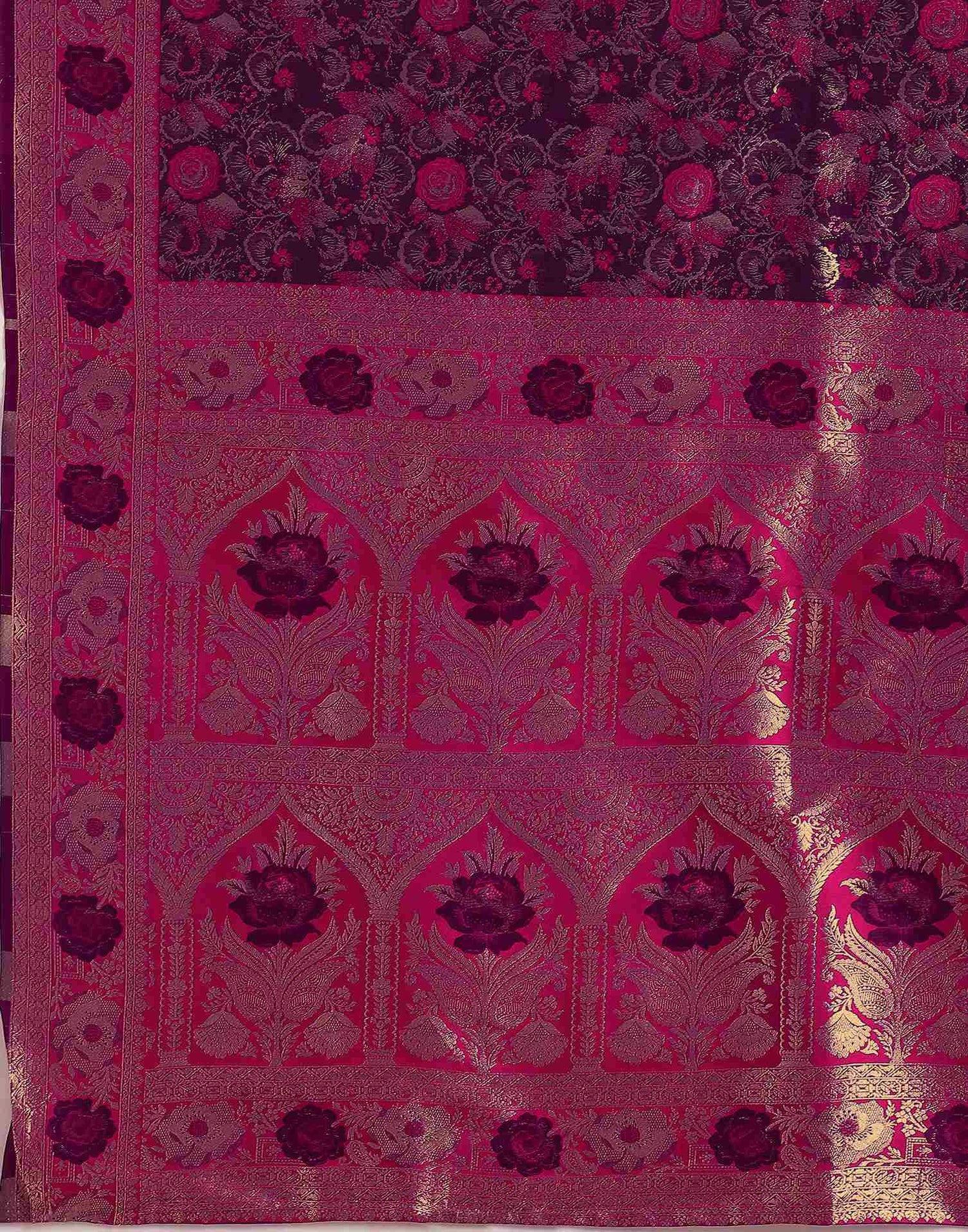 Dark Purple Silk Woven Banarasi Saree