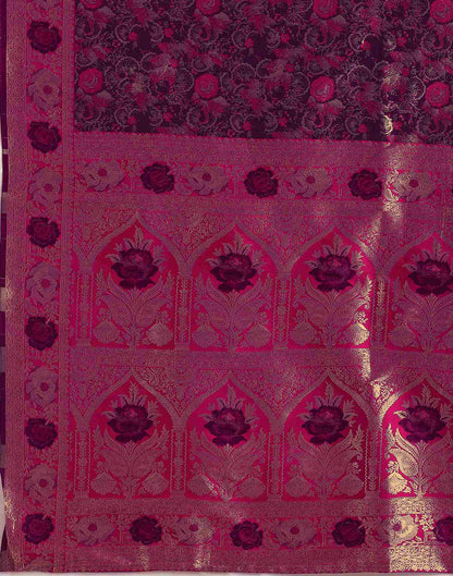 Dark Purple Silk Woven Banarasi Saree