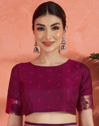 Dark Purple Silk Woven Banarasi Saree