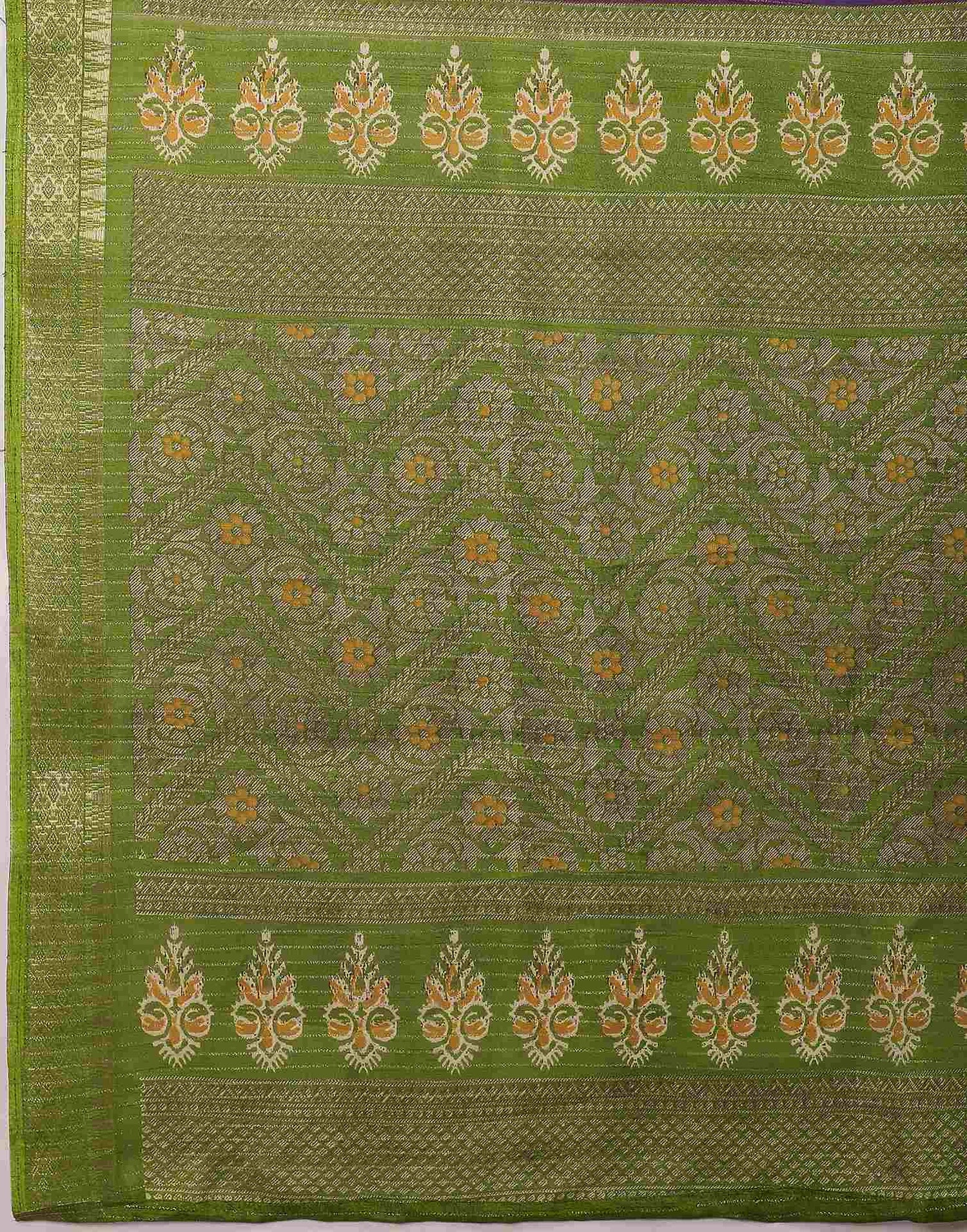 Deep Violet Silk Printed Zari Stripe Saree