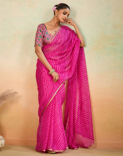 Rani Pink Chiffon Laheriya Saree