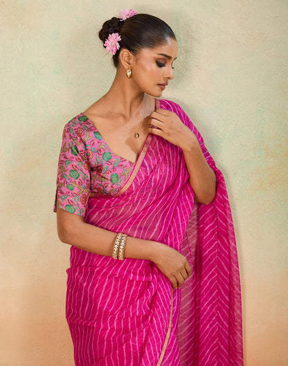 Rani Pink Chiffon Laheriya Saree