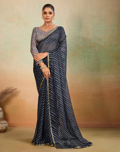 Black Chiffon Laheriya Saree