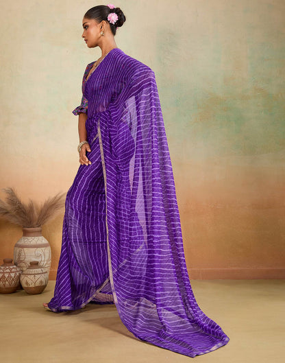 Purple Chiffon Laheriya Saree