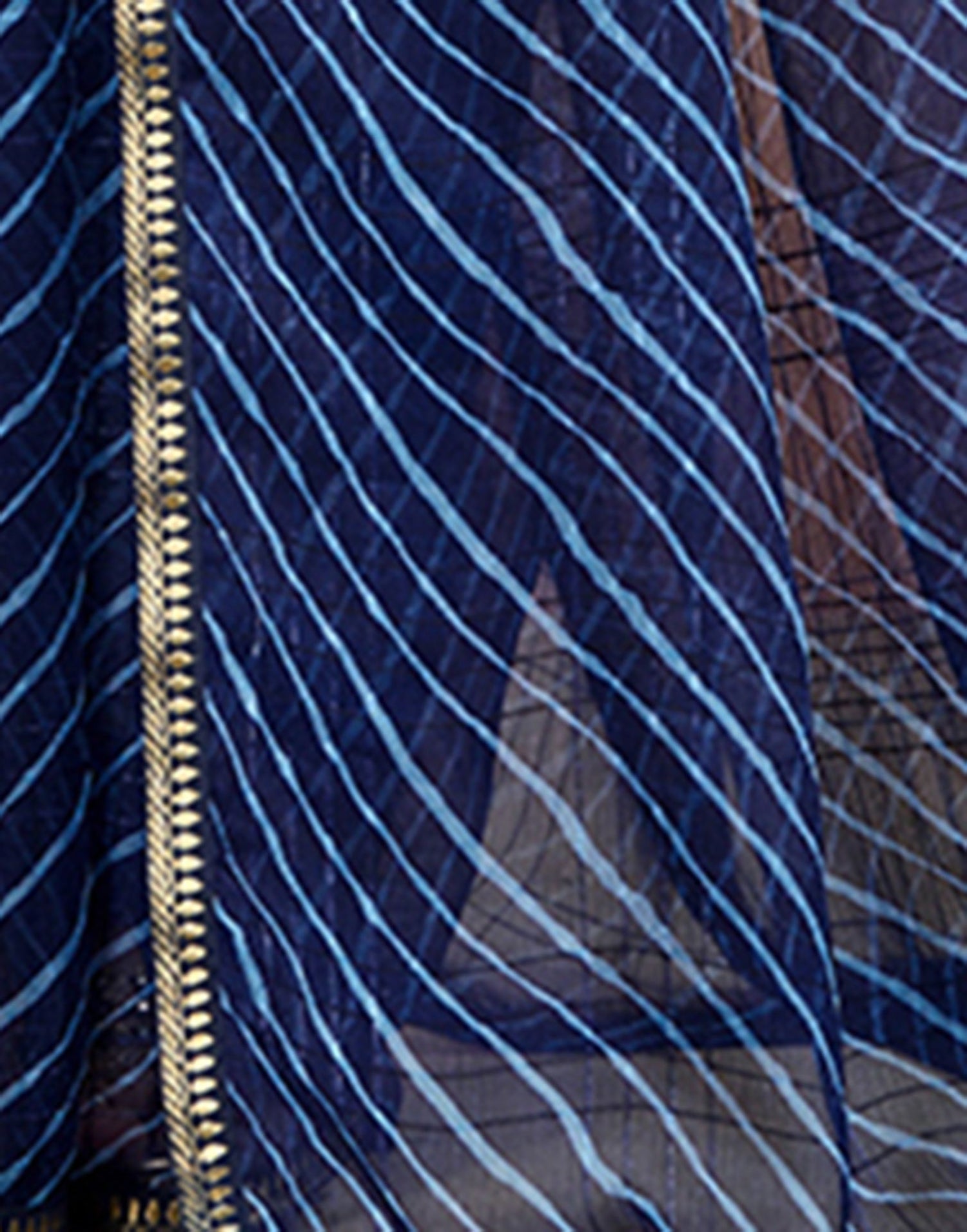 Navy Blue Chiffon Laheriya Saree