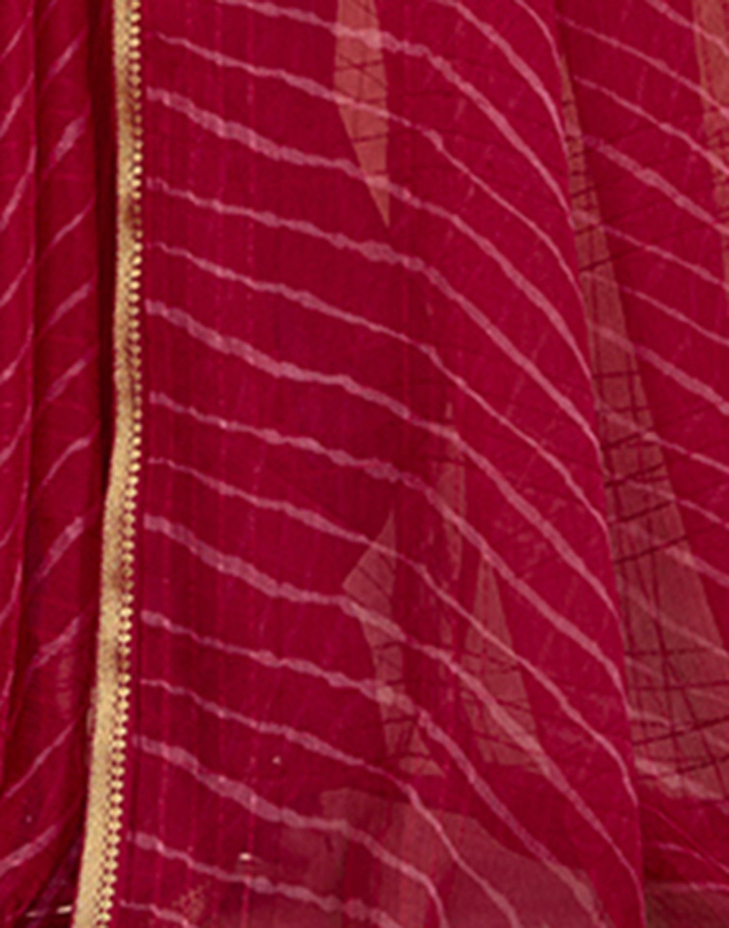 Red Chiffon Laheriya Saree
