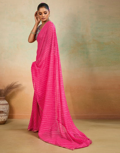 Dark Pink Chiffon Laheriya Saree
