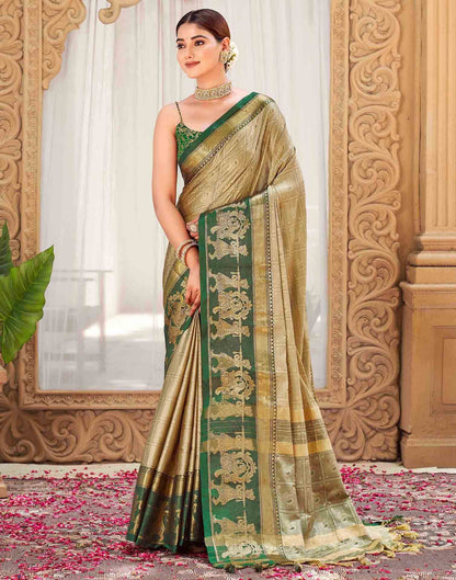 Khaki Silk Woven Kanjivaram Saree