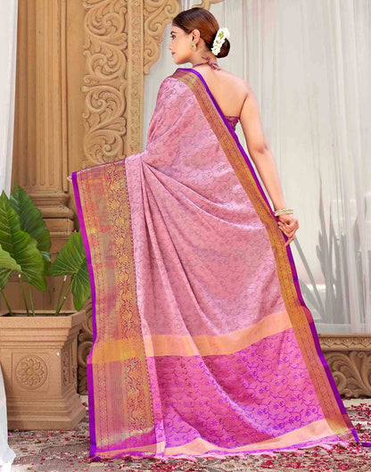 Pink Silk Woven Kanjivaram Saree