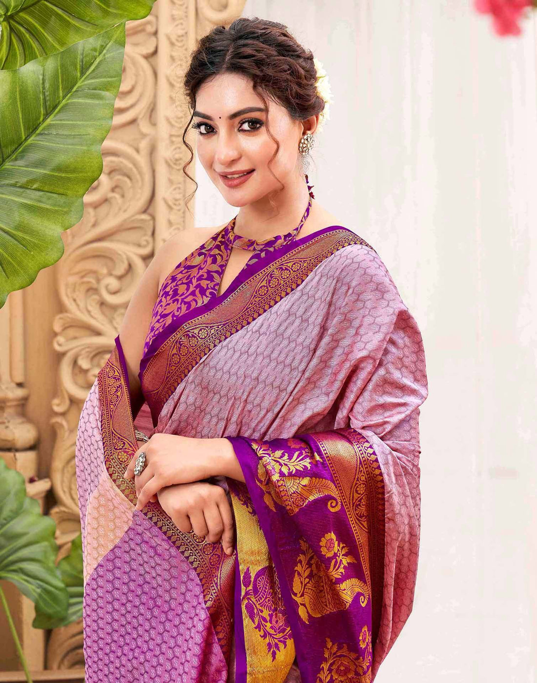 Pink Silk Woven Kanjivaram Saree