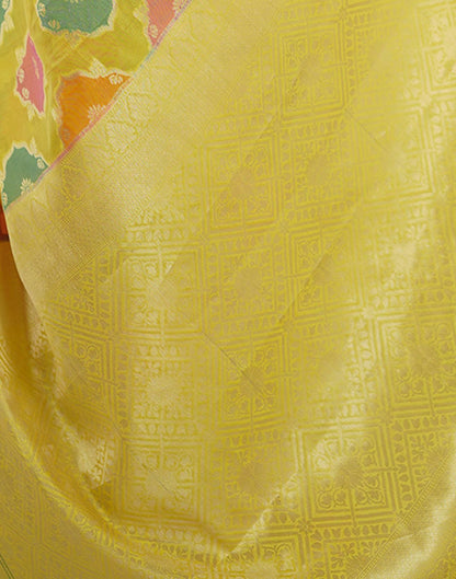 Yellow Silk Woven Saree